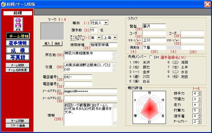 チーム情報画面